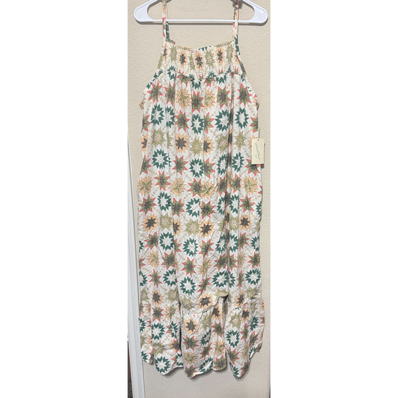 Universal Thread Quilt Print Bohemian Maxi Sundress Dress XXL 100% Cotton Pocket - Picture 1 of 11